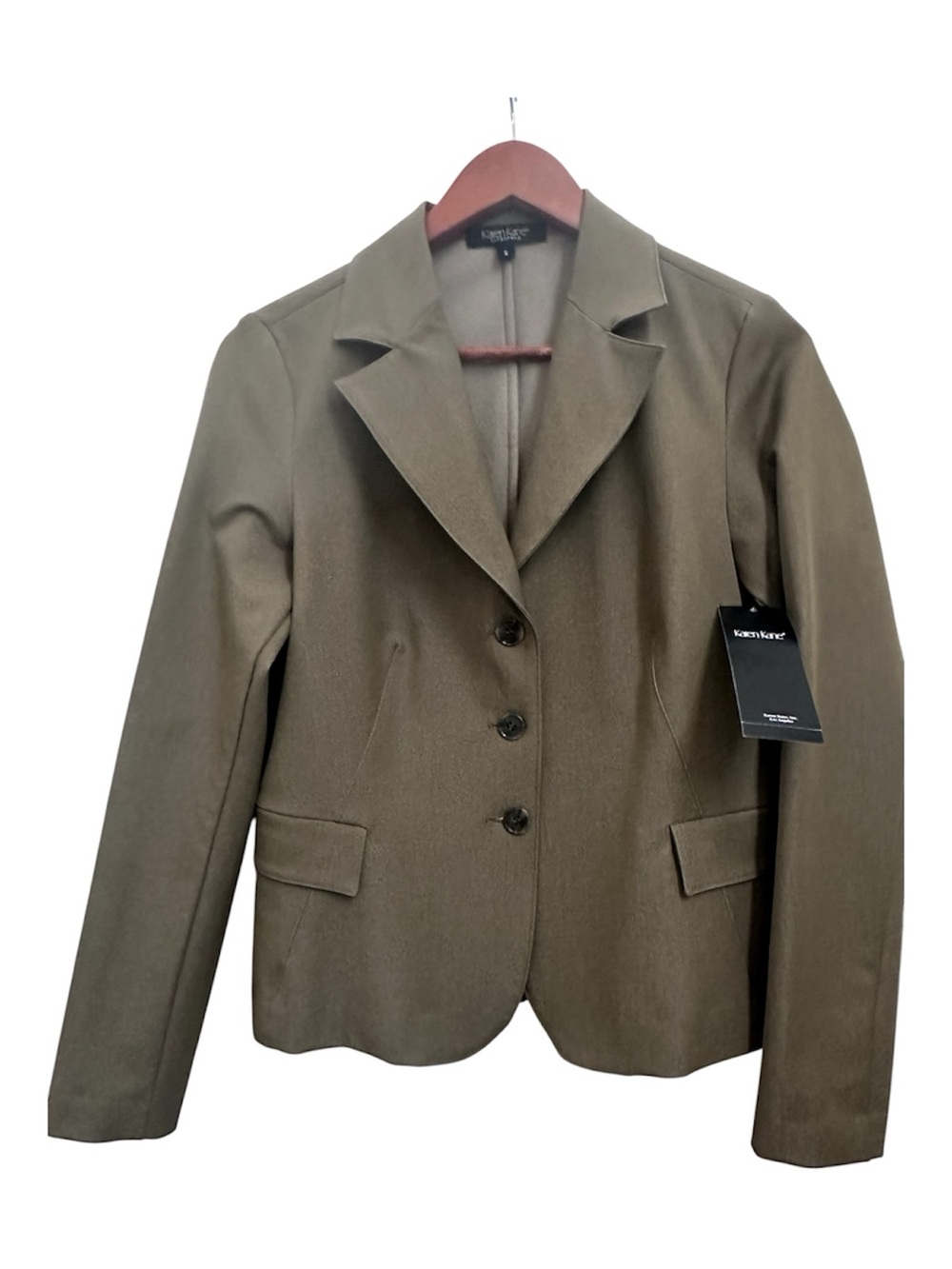 Karen Kane Olive Green Women's Tailored Blazer - Classic Three-Button Size S